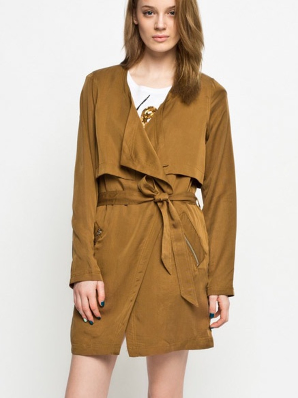 Vero Moda Cartonnier Draped Lapel Trench Coat S